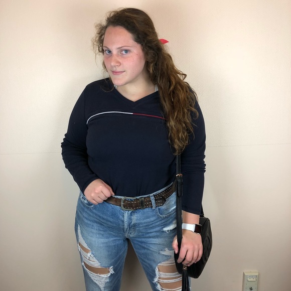 Tommy Hilfiger Tops - Tommy Hilfiger Navy Blue Long Sleeve V-Neck Top